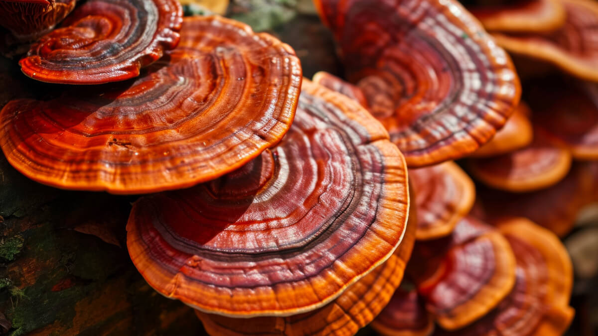 Reishi gljiva (Ganoderma lucidum) u prirodi na drvetu