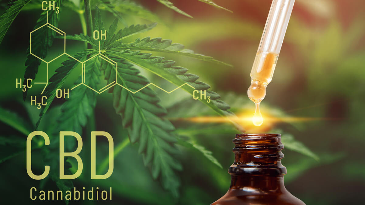 Kako koristiti CBD ulje – kapljica ulja pada u bočicu s ekstraktom konoplje