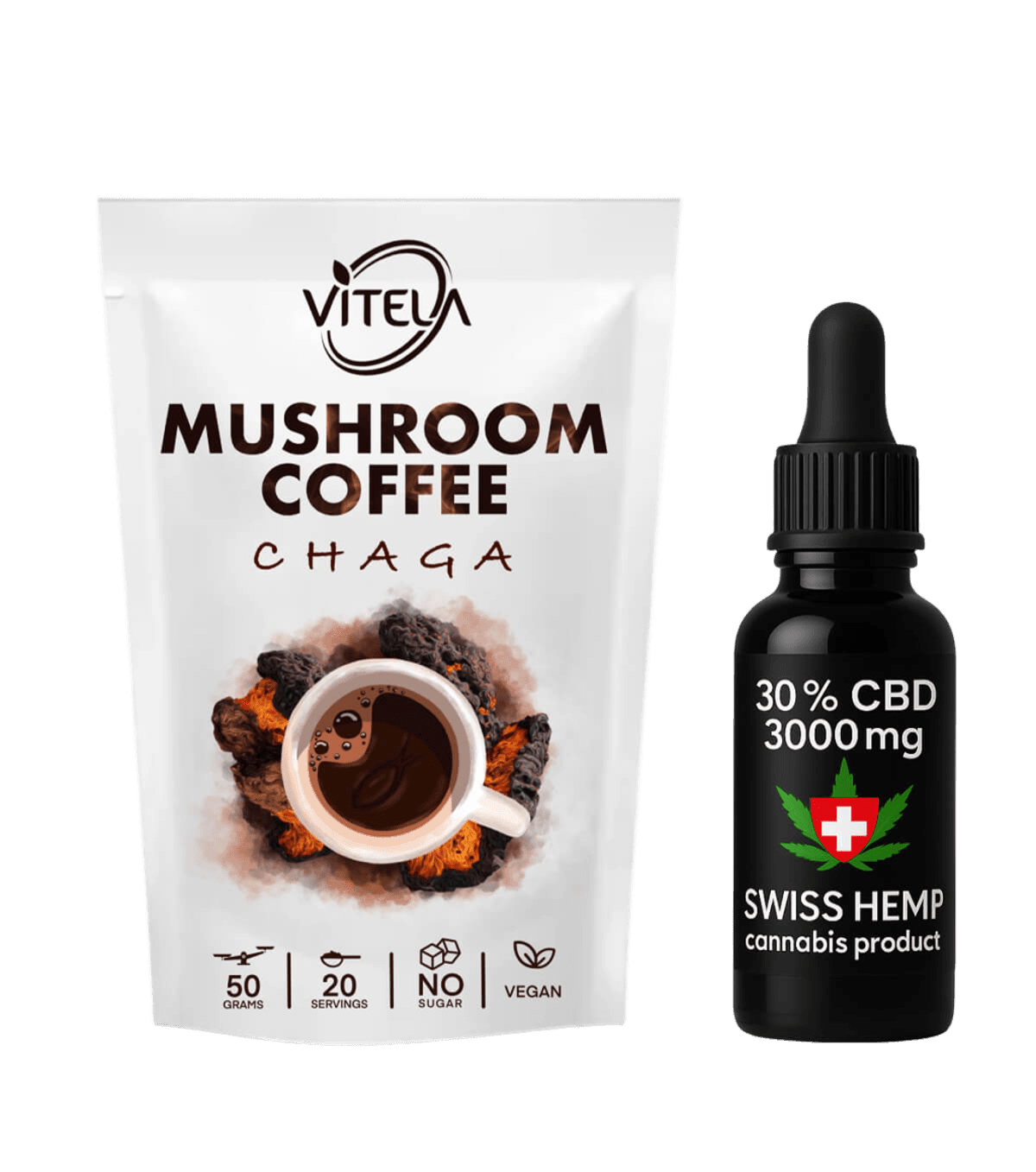 Chaga kava s gljivama i CBD ulje 3000 mg