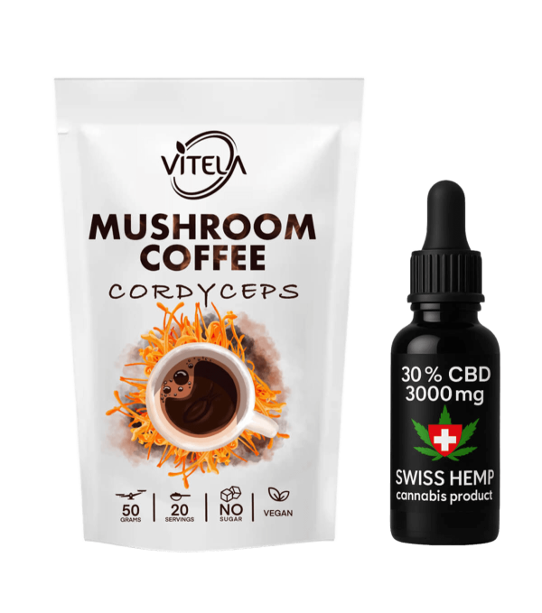 Cordyceps kava s gljivama i CBD ulje 3000 mg
