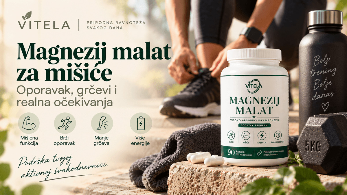 Magnezij malat za mišiće – oporavak, grčevi i dnevna energija